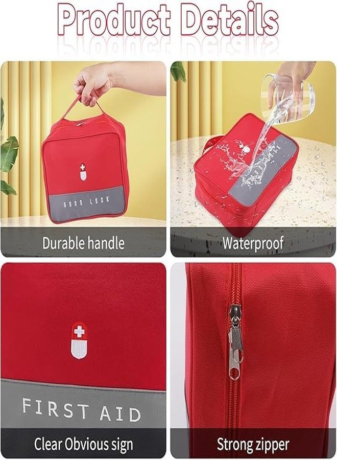Vroxy Polyester First Aid Bag Pouch Pill Case Organizer, Medicine Pill Tablet Storage Pouch Bag Space-Saving Large Capacity Family First Aid Box (1Pcs) - Image 2
